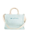 Marni Woman Handbag Turquoise Size - Cotton, Polyamide, Polyester, Cow Leather, Brass In Blue