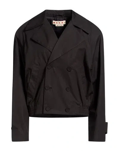 Marni Woman Jacket Black Size 4 Cotton In Brown