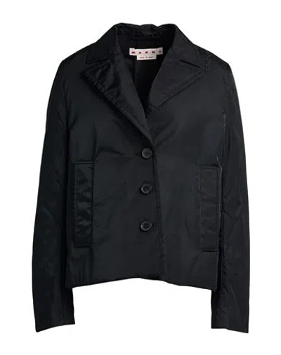 Marni Woman Jacket Black Size 6 Polyamide In Blue