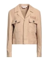 Marni Woman Jacket Camel Size 6 Polyamide, Linen, Cotton In Beige