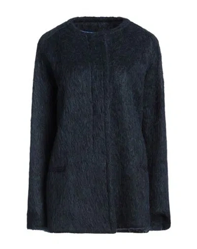 Marni Woman Jacket Navy Size 8 Synthetic Fibers, Acrylic, Wool, Alpaca Wool, Mohair Wool In Navy Blue