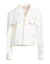 Marni Woman Jacket White Size 6 Polyamide, Linen, Cotton