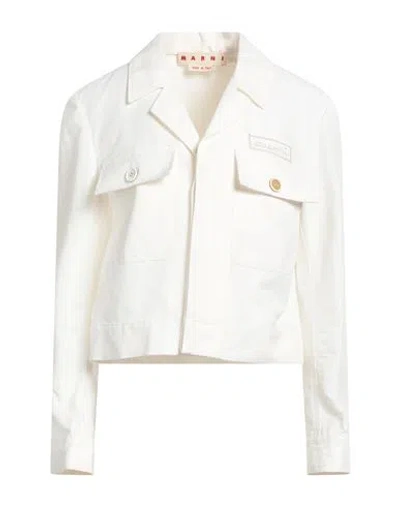 Marni Woman Jacket White Size 6 Polyamide, Linen, Cotton