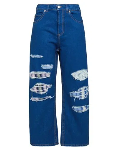 Marni Woman Jeans Blue Size 6 Cotton, Mohair Wool, Polyamide, Wool, Calfskin