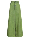 Marni Woman Jeans Green Size 10 Cotton, Calfskin In Green