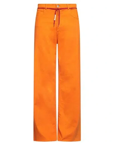Marni Woman Jeans Orange Size 34 Cotton, Elastane, Cow Leather