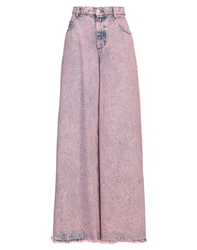 Marni Woman Jeans Pink Size 8 Cotton, Calfskin