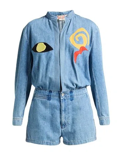 Marni Woman Jumpsuit Blue Size 6 Cotton, Viscose, Cupro