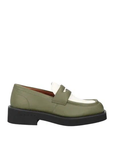 Marni Woman Loafers Military Green Size 8 Soft Leather