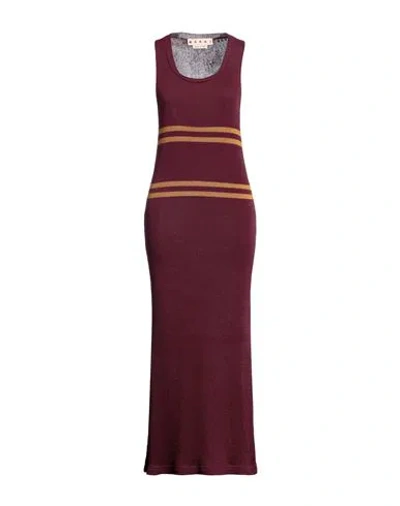 Marni Woman Maxi Dress Deep Purple Size 8 Linen In Burgundy