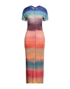 Marni Ombre Midi Front Slit Dress In Multicolor Viscose In Orange