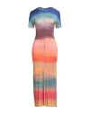 Marni Ombre Midi Front Slit Dress In Multicolor Viscose In Blue