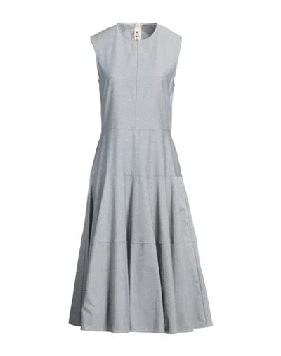 Marni Woman Midi Dress Light Grey Size 10 Cotton