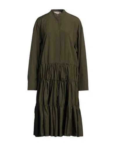 Marni Woman Midi Dress Military Green Size 10 Cotton