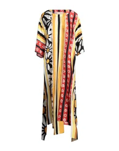 Marni Woman Midi Dress Ocher Size 6 Viscose, Silk In Yellow
