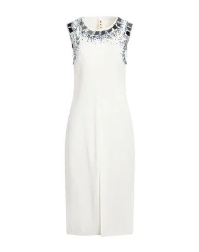 Marni Woman Midi Dress Off White Size 8 Viscose, Elastane