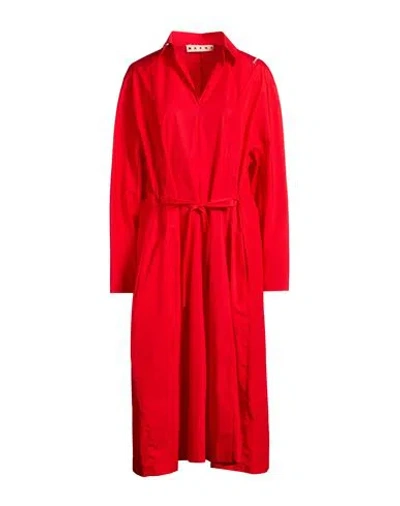 Marni Woman Midi Dress Red Size 8 Cotton