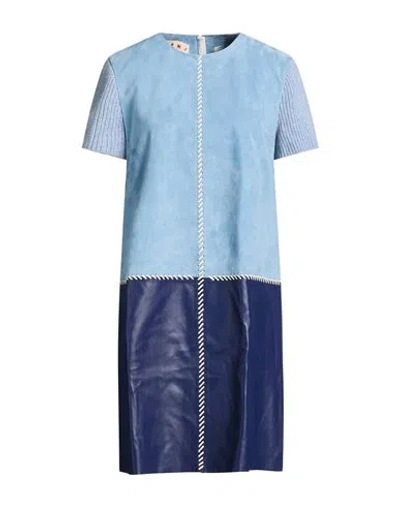 Marni Woman Midi Dress Sky Blue Size 12 Lambskin