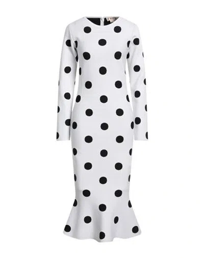 Marni Woman Midi Dress White Size 6 Polyamide, Viscose, Polyester
