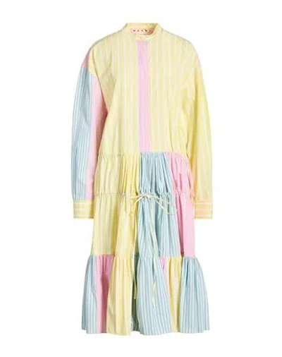 Marni Woman Midi Dress Yellow Size 10 Cotton