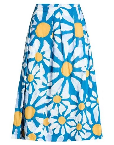 Marni Woman Midi Skirt Azure Size 10 Cotton In Blue