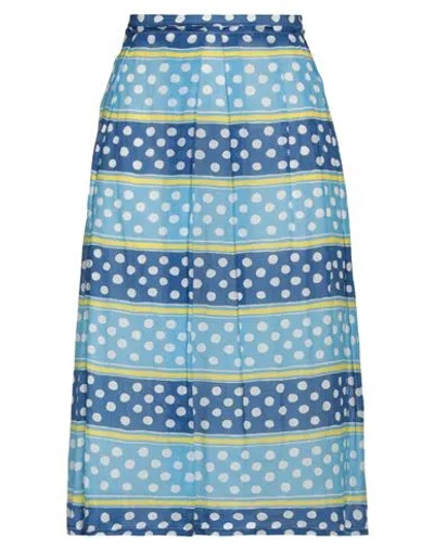 Marni Woman Midi Skirt Azure Size 4 Ramie In Blue