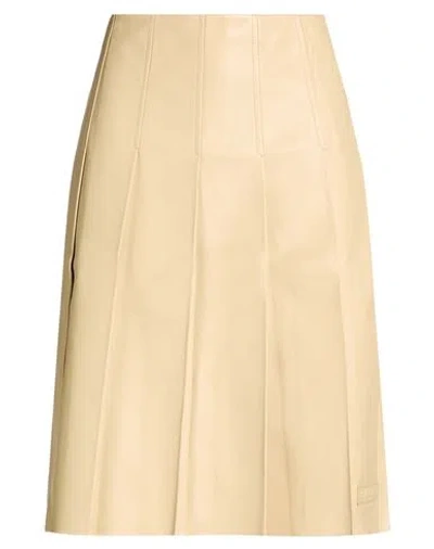 Marni Woman Midi Skirt Beige Size 6 Ovine Leather In Brown