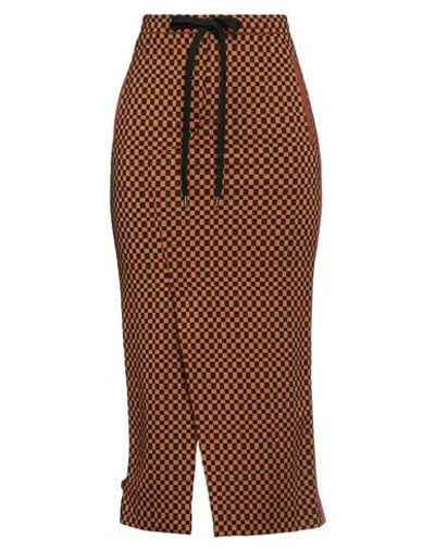 Marni Woman Midi Skirt Brown Size 10 Viscose, Polyamide, Elastane