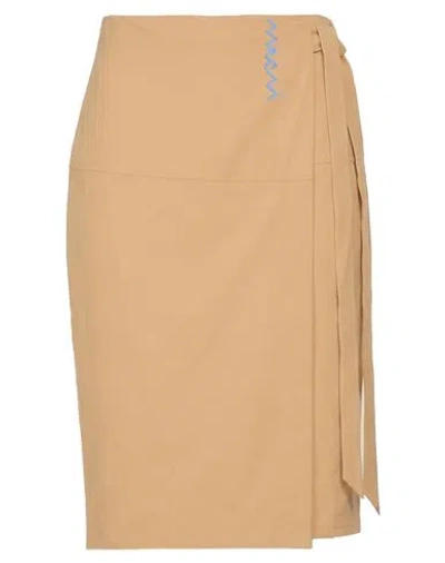 Marni Woman Midi Skirt Camel Size 10 Polyester, Virgin Wool, Elastane In Brown