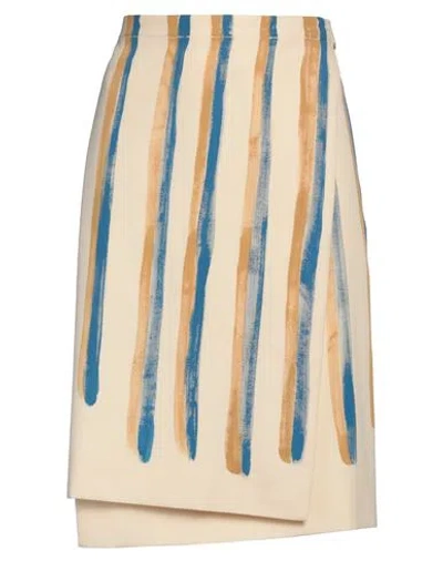Marni Woman Midi Skirt Ivory Size 8 Virgin Wool In White