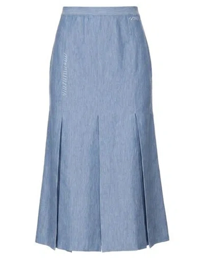Marni Woman Midi Skirt Light Blue Size 0 Virgin Wool, Silk In Multi