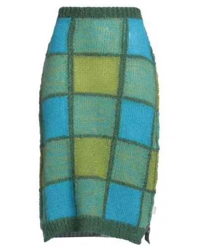 Marni Woman Midi Skirt Military Green Size 6 Virgin Wool, Mohair Wool, Polyamide, Wool