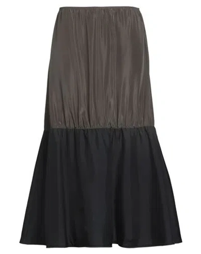 Marni Woman Midi Skirt Military Green Size 8 Silk, Acetate