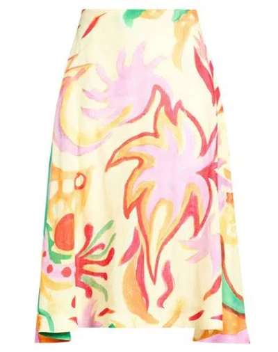 Marni Woman Midi Skirt Pastel Yellow Size 10 Linen, Viscose In Neutral