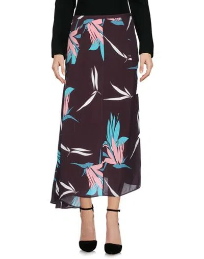 Marni Woman Midi Skirt Plum Size 8 Viscose In Burgundy