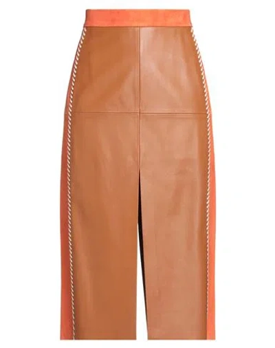 Marni Woman Midi Skirt Tan Size 8 Lambskin