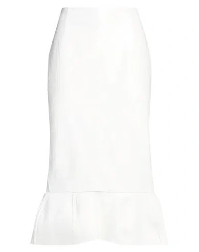 Marni Woman Midi Skirt White Size 4 Lambskin In Gray
