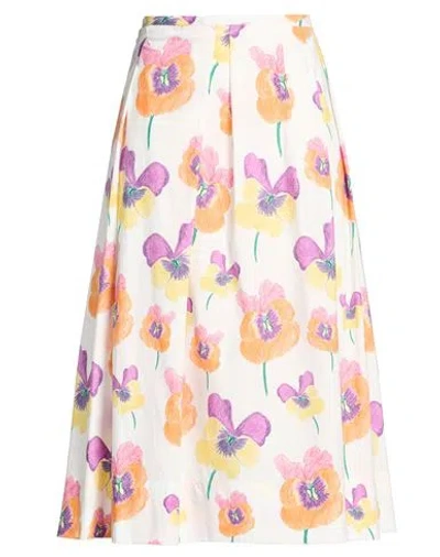 Marni Woman Midi Skirt White Size 6 Cotton In Multi