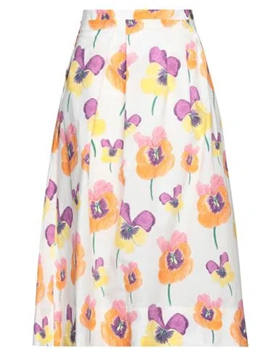 Marni Woman Midi Skirt White Size 8 Cotton