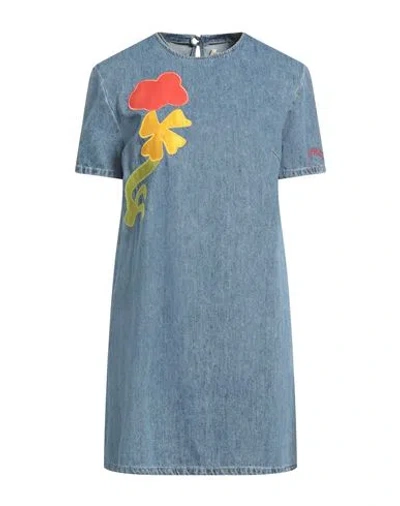 Marni Woman Mini Dress Blue Size 6 Cotton