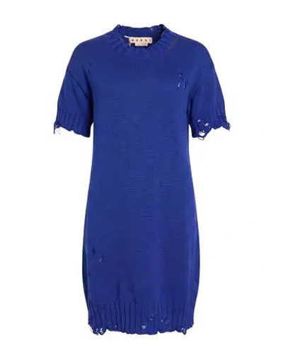 Marni Woman Mini Dress Bright Blue Size 6 Cotton