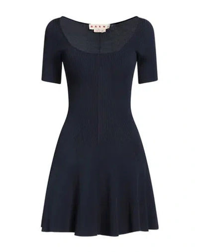 Marni Woman Mini Dress Midnight Blue Size 2 Viscose, Polyester