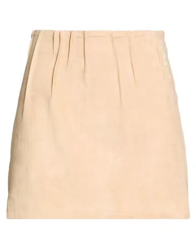 Marni Woman Mini Skirt Beige Size 8 Ovine Leather In Sand