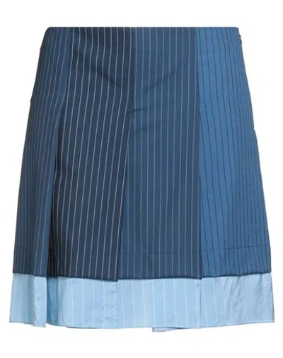 Marni Woman Mini Skirt Blue Size 6 Virgin Wool