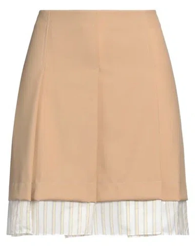 Marni Woman Mini Skirt Camel Size 8 Virgin Wool, Cupro In Beige