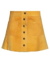 Marni Woman Mini Skirt Ocher Size 8 Lambskin In Yellow