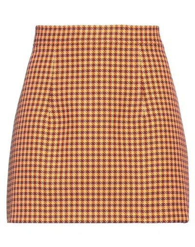 Marni Woman Mini Skirt Orange Size 8 Polyester, Viscose