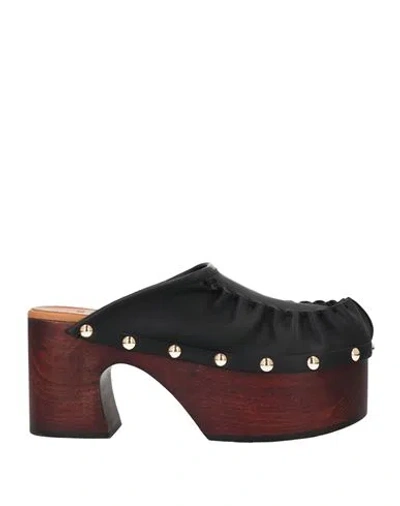 Marni Sabo Ruched Studded Leather Platform Clogs In 00n99 Black