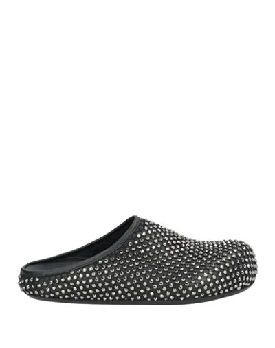 MARNI MARNI WOMAN MULES & CLOGS BLACK SIZE 6 TEXTILE FIBERS, LEATHER