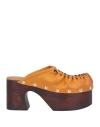 Marni Woman Mules & Clogs Tan Size 7 Soft Leather In Mandarin